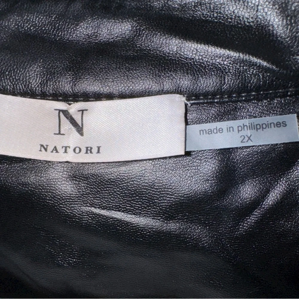 NATORI Faux Leather Kimono Jacket NWOT Size 2X (Plus Size) 💖 Baddie Biker Chic